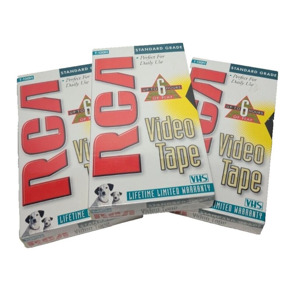 Lot of 3 RCA VHS Blank Video Tapes T-120H Standard Grade NEW SEALED Recording